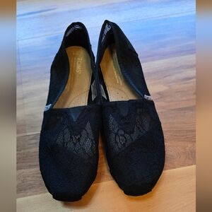 Black Lace Toms Alpargarta Women's Shoes